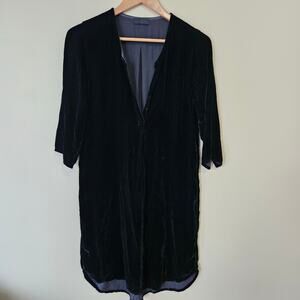 CP Shades Silk-Blend Velvet Halle Tunic Dress, Size XS Black Goth Party Vamp